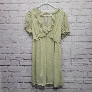 Love Tree Floral Babydoll Mini Dress Sz L Ruffled Boho Cottage Coquette Fairy